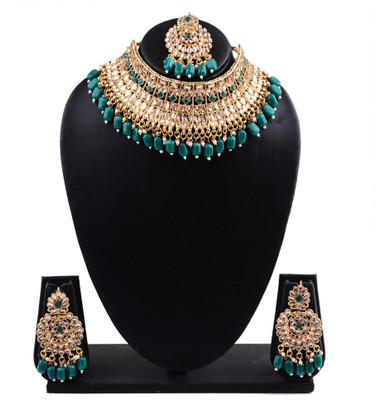 SHIV SHAKTI JEWELLERS Alloy Gold-plated Green Jewellery Set(Pack of 3)