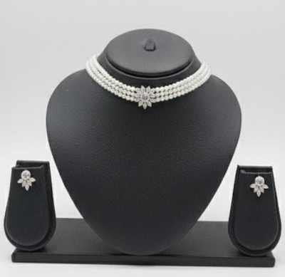 A U Jewellery Crystal Rhodium White Jewellery Set(Pack of 2)
