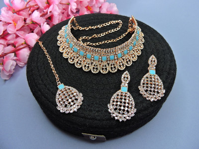 VATSALYA creation Alloy Gold-plated Turquoise Jewellery Set(Pack of 1)