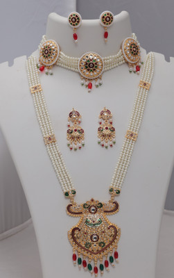 VISITART JEWELLERY Alloy Gold-plated White Jewellery Set(Pack of 6)