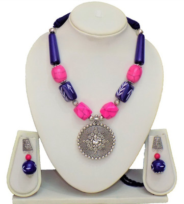 LIBNIQUE FASHION Oxidised Silver, Dori Multicolor Jewellery Set(Pack of 1)