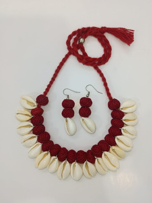 jeneric Wood, Fabric Red, White Jewellery Set(Pack of 1)