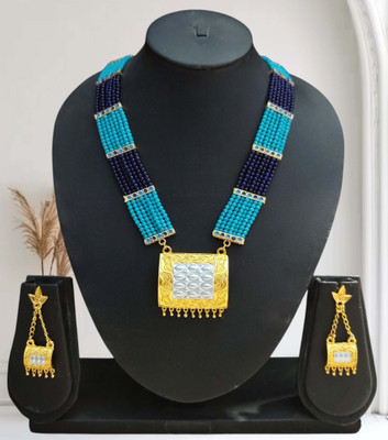 balaji gold Copper Gold-plated Blue, Gold, Silver Jewellery Set(Pack of 1)