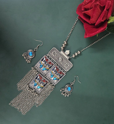 kian udyam Oxidised Silver Blue Jewellery Set(Pack of 3)