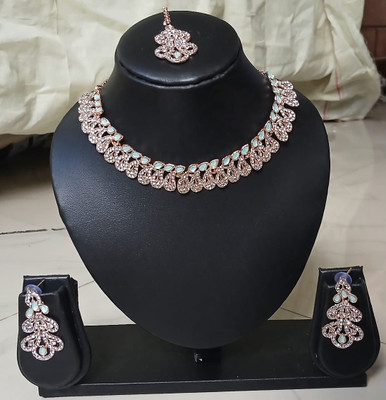 Trinetra goods and services Alloy Blue, Rose Gold Jewellery Set(Pack of 4)