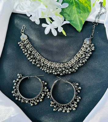 ISLANA Oxidised Silver Black Jewellery Set(Pack of 4)