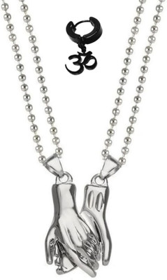 Vipunj Alloy, Stainless Steel Sterling Silver, Titanium Silver, Black Jewellery Set(Pack of 2)