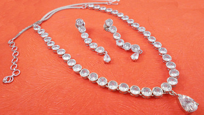 Tarak Traders Alloy Rhodium Silver Jewellery Set(Pack of 1)