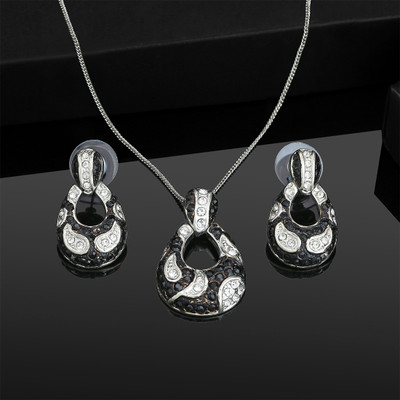 Estele Alloy Rhodium Black Jewellery Set(Pack of 3)