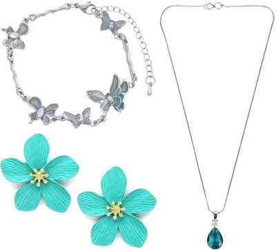 Aarav Creations Alloy Silver, Blue, Blue Jewellery Set(Pack of 1)