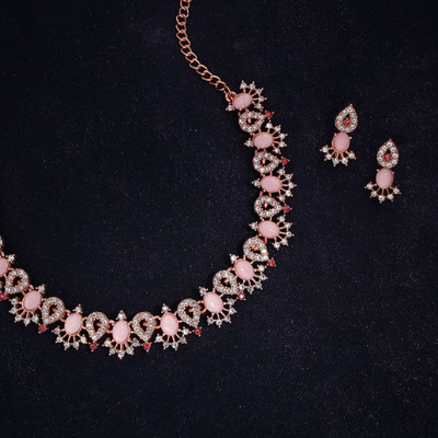 Sangria Brass Gold-plated Rose Gold, White, Pink Jewellery Set(Pack of 1)