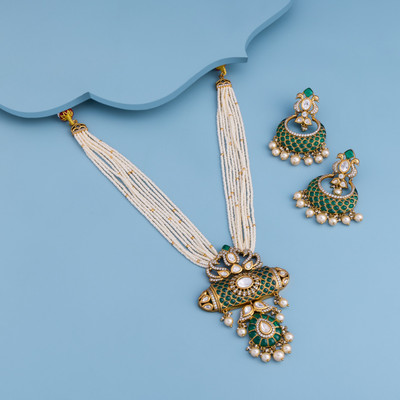 Kushal's Fashion Jewellery Copper Green Jewellery Set(Pack of 3)