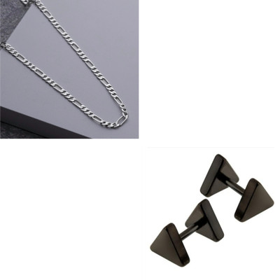 MAATRCHAAYA Stainless Steel Sterling Silver, Titanium Black, Silver Jewellery Set(Pack of 2)