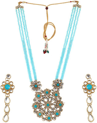 White pearl Alloy Gold-plated Blue Jewellery Set(Pack of 1)