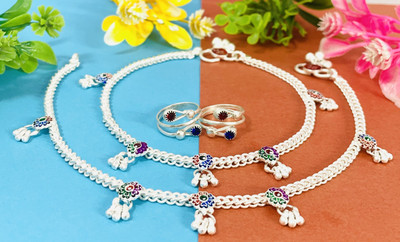 AamNa Enterprises Alloy Silver Silver Jewellery Set(Pack of 4)