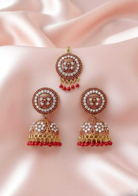 THEKAMAL Alloy Gold-plated Red, Gold Jewellery Set(Pack of 2)