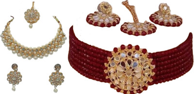 JMBW INTERNATIONAL Alloy White, Maroon Jewellery Set(Pack of 2)