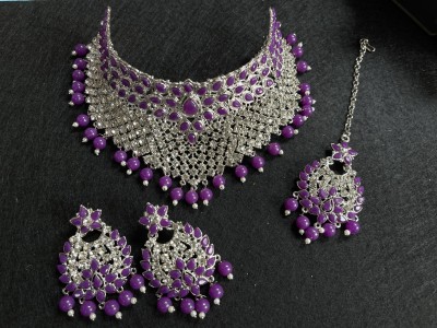 VATSALYA creation Alloy Gold-plated Purple Jewellery Set(Pack of 1)