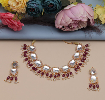 VISITART JEWELLERY Alloy Gold-plated White Jewellery Set(Pack of 1)