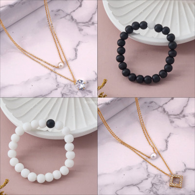 BOGHRA SALES Brass, Crystal, Alloy Gold-plated, Silver Multicolor Jewellery Set(Pack of 4)