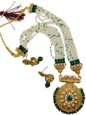 Vinayakjewels Alloy Gold-plated Green Jewellery Set(Pack of 3)