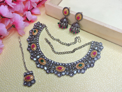 VATSALYA creation Alloy Ruby Red, Green Jewellery Set(Pack of 1)