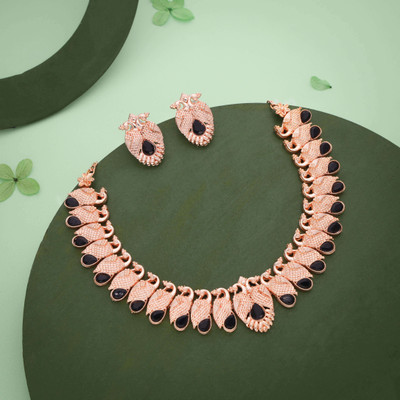 LYRISS Brass Gold-plated Black Jewellery Set(Pack of 1)