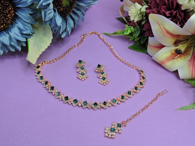 VATSALYA creation Alloy Gold-plated Turquoise Jewellery Set(Pack of 1)