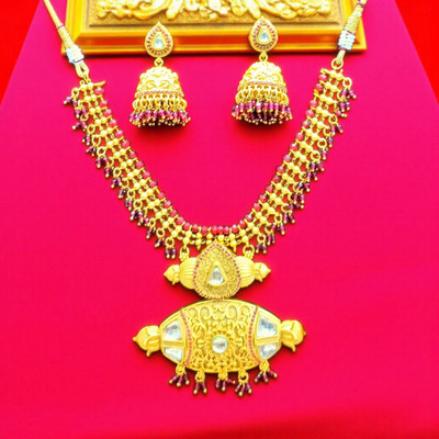 Aroras Bridal & Fashion Jewellery Brass Gold-plated Gold Jewellery Set(Pack of 1)