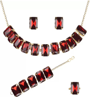 SKG Fashion Store Alloy Maroon Jewellery Set(Pack of 1)