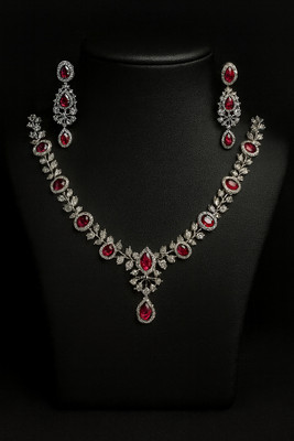 KHUSNISH Alloy Ruby Red Jewellery Set(Pack of 1)
