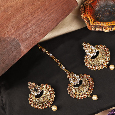 Anika's Creation Brass Gold-plated Gold Jewellery Set(Pack of 3)