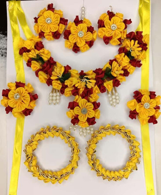 Lovelock Fabric Maroon Jewellery Set(Pack of 6)