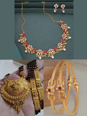 VEDDAA Brass Gold-plated Multicolor, Rose Gold Jewellery Set(Pack of 3)