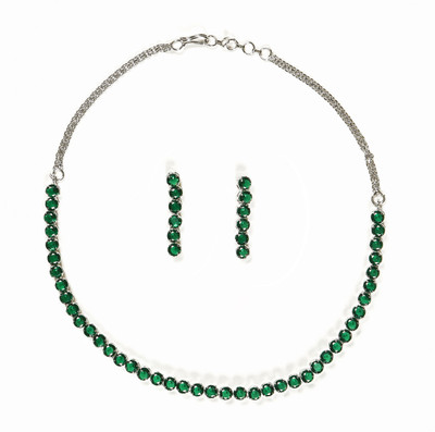 RANIT CREATION Brass Rhodium Green Jewellery Set(Pack of 1)