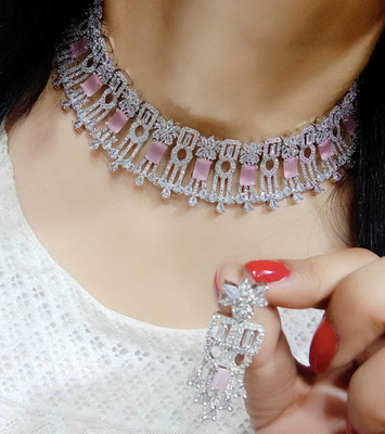 DENICRAAS Alloy Pink Jewellery Set(Pack of 1)