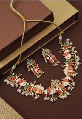 jaynen Alloy Brass Red Jewellery Set(Pack of 1)