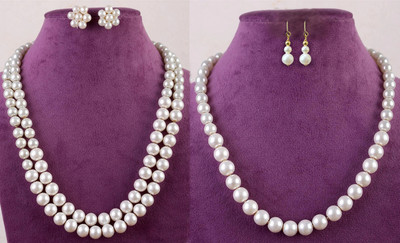 Anamya Collections Mother of Pearl White Jewellery Set(Pack of 2)