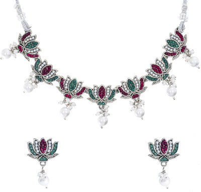 Shining Jewel Brass Brass Green, Maroon Jewellery Set(Pack of 3)