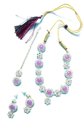 Aksh Enterprises Alloy Gold-plated Purple Jewellery Set(Pack of 4)