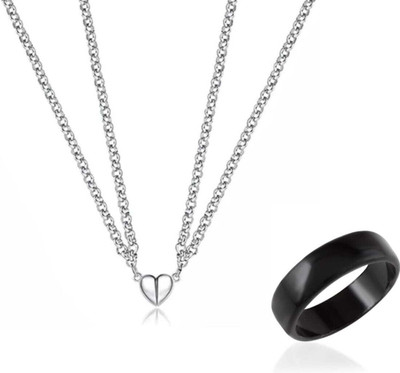 MAATRCHAAYA Alloy, Stainless Steel Sterling Silver, Titanium Silver, Black Jewellery Set(Pack of 2)