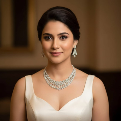 Saika Brass Silver White Jewellery Set(Pack of 1)