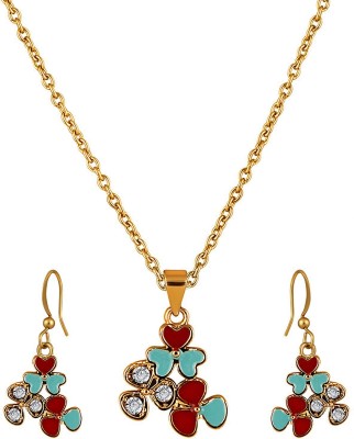 mahi Alloy Gold-plated Red Jewellery Set(Pack of 3)