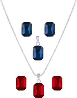 TAP Fashion Brass Silver Red, Blue Jewellery Set(Pack of 1)
