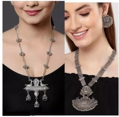 Samridhi DC Oxidised Silver, Alloy Silver Jewellery Set(Pack of 2)