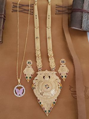 Shree Fashions World Brass Gold-plated Gold Jewellery Set(Pack of 1)