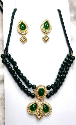Creativezonejewellery Mother of Pearl Green, Maroon Jewellery Set(Pack of 1)