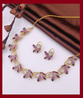 Shrigana Metal Gold-plated Purple Jewellery Set(Pack of 1)
