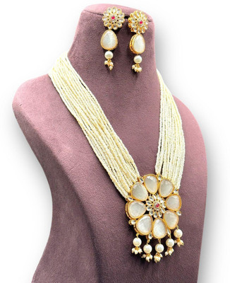 SatnamCreation Alloy Gold-plated White Jewellery Set(Pack of 1)