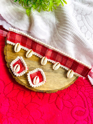 Nabhrash Fabric Red, White Jewellery Set(Pack of 1)